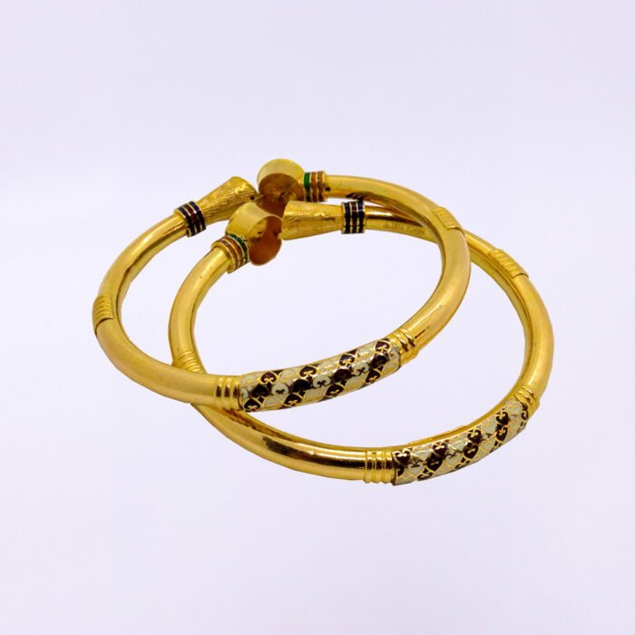 22KT Gold Bangles with Enamel work - Image 3