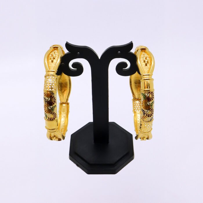 22KT Gold Enamel Floral Bangles - Image 2