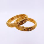 22KT Gold Filigree Bangles with Floral Enamel