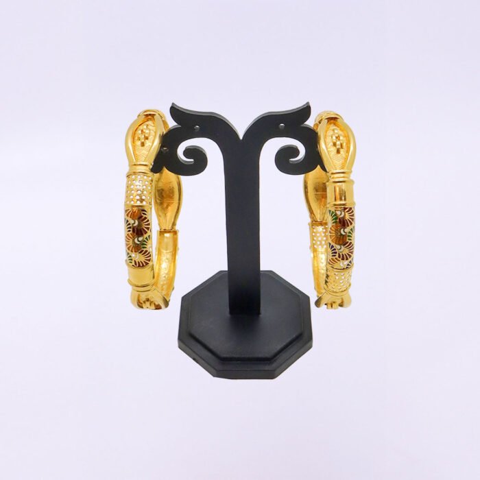 22KT Gold Enamel Floral Bangles - Image 4