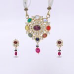 22KT Gold Glorious Navaratna Pendant Set