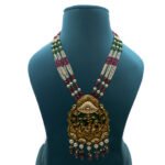 22KT Gold Classy Temple Pendant with Meenakari
