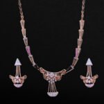 18KT Rose Gold and Diamond Fluid Necklace with Earrings