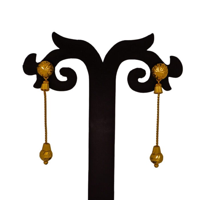 22KT Gold Enduring Thread Earrings - Image 1