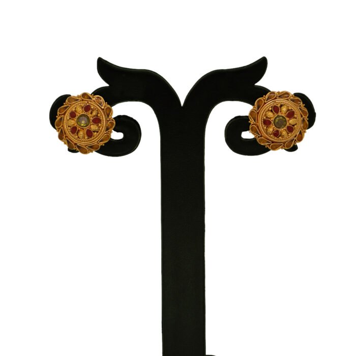 22KT Gold Heritage Enamel Earrings - Image 1